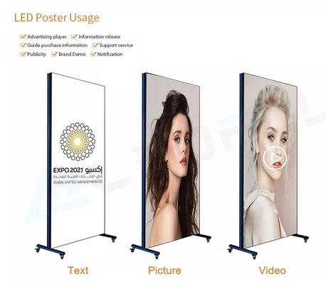 Εσωτερική P1.8 P2 P2.5 Ψηφιακή διαφήμιση LED αφίσα καθρέφτης οθόνης οθόνης LED αφίσα