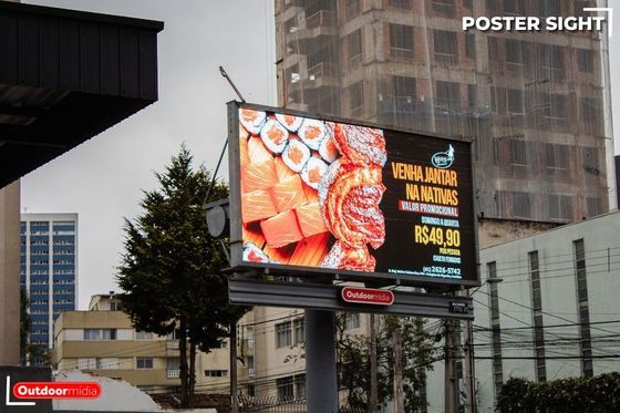 Εξωτερική έγχρωμη οθόνη LED Full p10 7000 φωτεινότητας με μεγάλη απόσταση θέασης Σχεδιασμός υπαίθριας διαφημιστικής πινακίδας