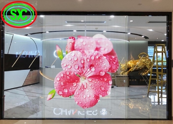 Διαφανής οθόνη LED P3.91-7.82 Πλήρους χρώματος γυάλινα παράθυρα για κοσμήματα