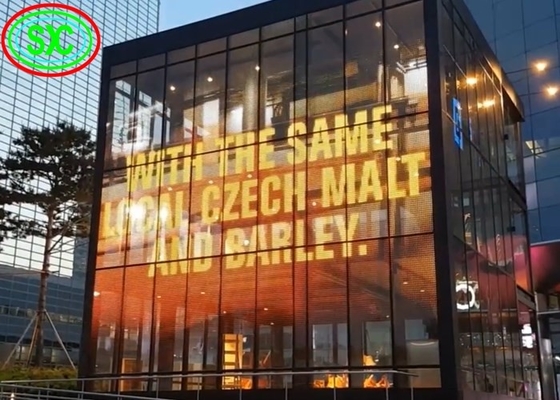 Εσωτερική πλήρης χρώματος διαφανής οθόνη LED P3.91 γυάλινα παράθυρα για εμπορικό κέντρο