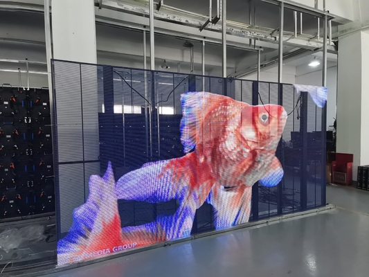 Διαφανές Διαφανές Led Video Wall P3.91 εσωτερικό Led Mesh Κεραμίδας Σημαιογραφία LED Screen