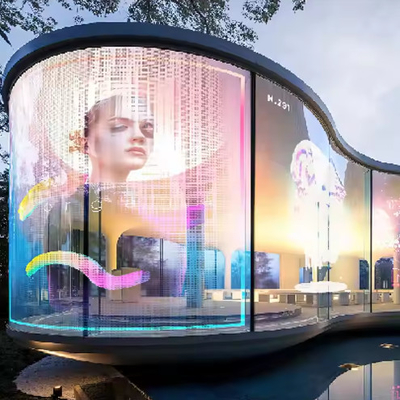 Ελαστική οθόνη οθόνης Led Film Crystal Display Διαφανής οθόνη LED στο εμπορικό κέντρο παράθυρα γυαλί κολλητικό LED διαφημιστικό πάνελ