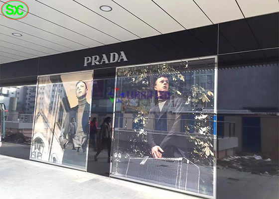 Υψηλή φωτεινότητα Διαφανής LED Πίνακα, πλήρης χρωματική σήμανση SMD2121 LED διαφανής οθόνη