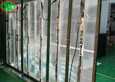 Εσωτερικό P3.91 Διαφανής οθόνη LED Παράθυρο γυαλιού Αλουμινίου Υλικό ντουλάπι LED διαφανής οθόνη