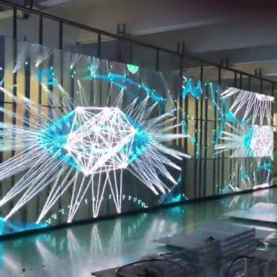 P3.91-7.82 Πλήρως χρωματική διαφανής οθόνη LED 1000x1000 mm γυάλινη οθόνη