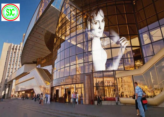 P3.91-7.82 Πλήρως χρωματική διαφανής οθόνη LED 1000x1000 mm γυάλινη οθόνη