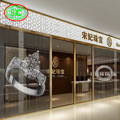 Διαφανές Διαφανές LED Video Wall P3.91 εσωτερικό Led Mesh Κεραμίδας Σημάδια Εμφάνιση LED Screen