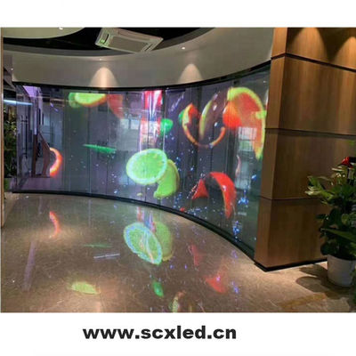 Διαφανής αφίσα κουρτίνα LED κυλίνδρος 62500 σημεία/τ.μ. SMD2121
