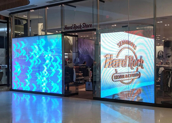 Αδιάβροχη πλήρως χρωματική διαφανής οθόνη LED HD P6 γυάλινη οθόνη διαφήμισης