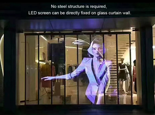 Εξωτερική οθόνη με LED διαφανή βίντεο P7.8-7.8, φωτεινότητα 4500Cd 4G, οθόνη LED εξωτερικής λειτουργίας WI-FI