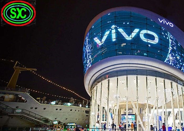 Π3.91 Διαφανής πλήρης χρωματική οθόνη LED 1500cd/sqm Για τείχη γυάλινων κουρτίνων