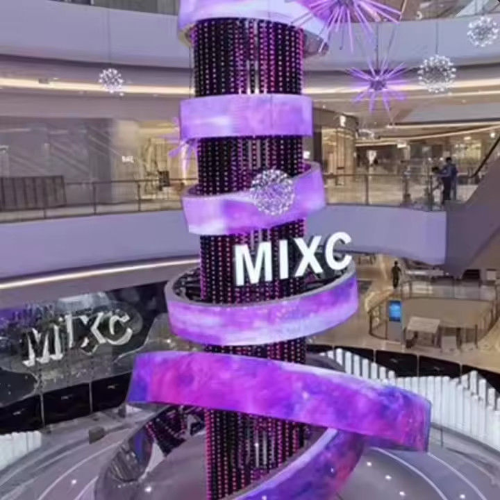 Έγχρωμη κυλινδρική οθόνη LED 360 μοιρών, εξωτερικού χώρου, βήμα 3,91mm