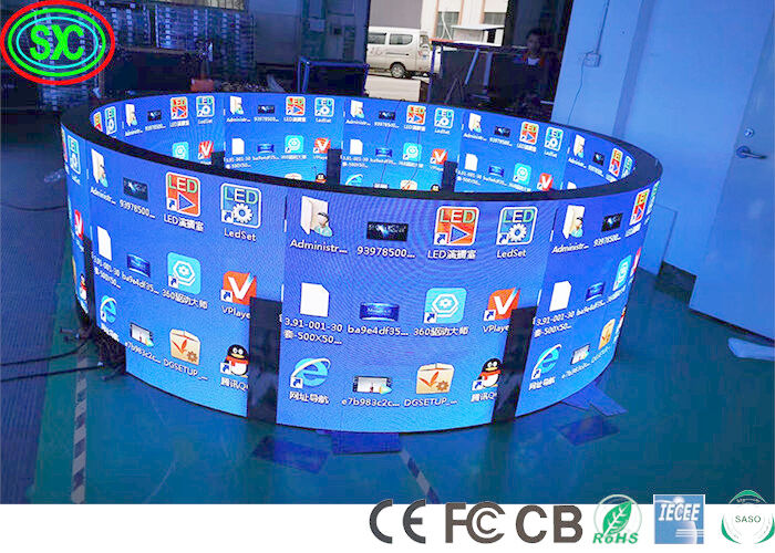 P2 P4 SMD2121 1000nits Curved Flexible Led Display 1R1G1B πλήρης χρωματικής οθόνης LED