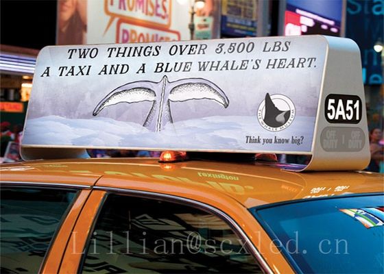 Αδιάβροχη οθόνη σήματος LED αυτοκινήτου, εξωτερική πλήρης χρωματική οθόνη οροφής ταξί διπλής πλευράς