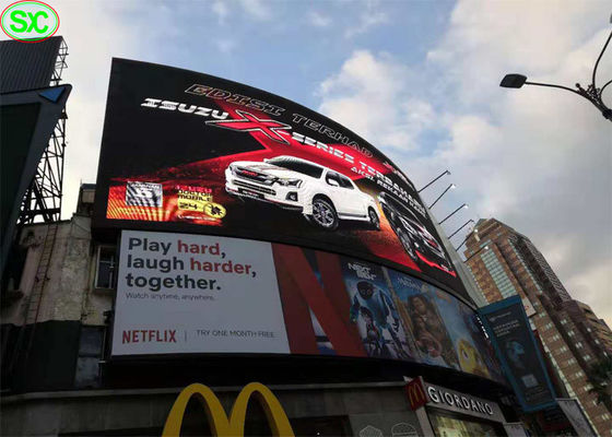 Οι κυρτές οθόνες επίδειξης P10 μεγάλες υπαίθριες οδηγημένες, οδήγησαν την τηλεοπτική οθόνη SMD3535 IP65